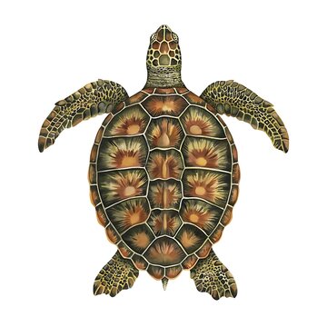 Vibrant sea turtle shell patterns. Intricate turtle scutes design. Marine wildlife texture