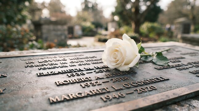 White rose placed on engraved name at September 11 memorial
