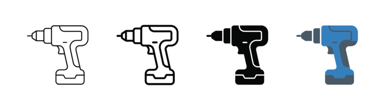 Flat vector illustration of an industrial drill press and bench drilling machine used for precise metalworking, manufacturing workshops, and factory production lines.