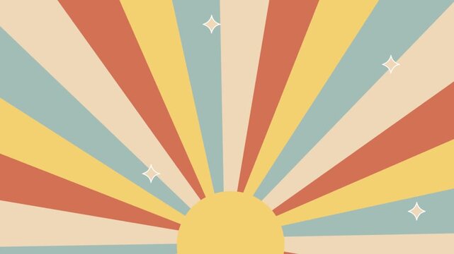 Retro sun sunburst radial rays rotating background