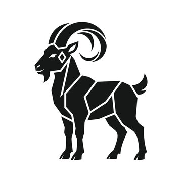 Geometric black bighorn sheep ram logo illustration.