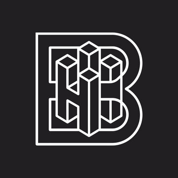Geometric letter B containing cubes on black background.