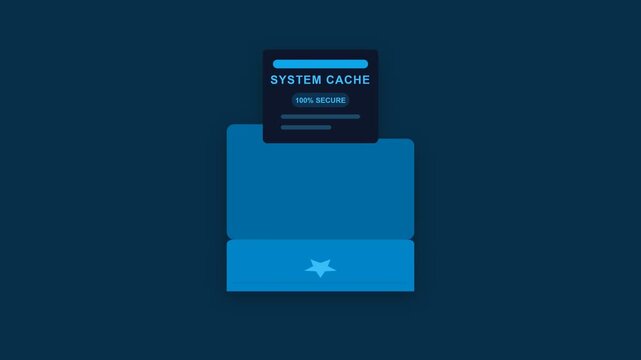 Digital System Cache Folder Icon Animation for Data Management and Computing.