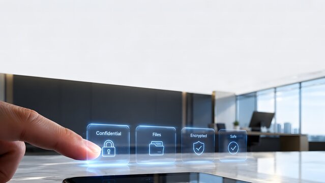 Finger touching digital interface for enhanced data privacy security concept
