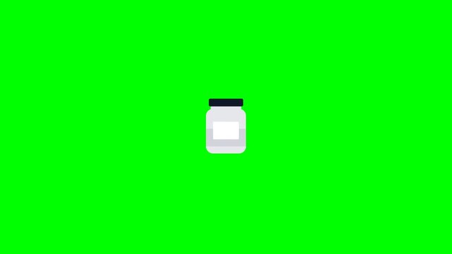 Animated 2D jar icon with green screen background for video editing.