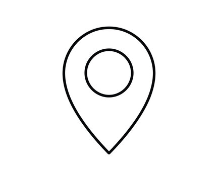Simple map location pin pointer icon outline