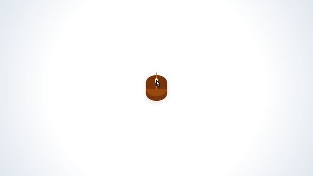 A single brown oval shaped button isolated on a clean white background.