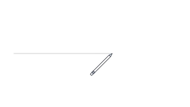 Minimalist Animation of a Pencil Drawing a Straight Horizontal Line.