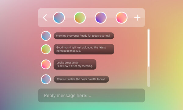 Group chat team discussion widget user interface design template