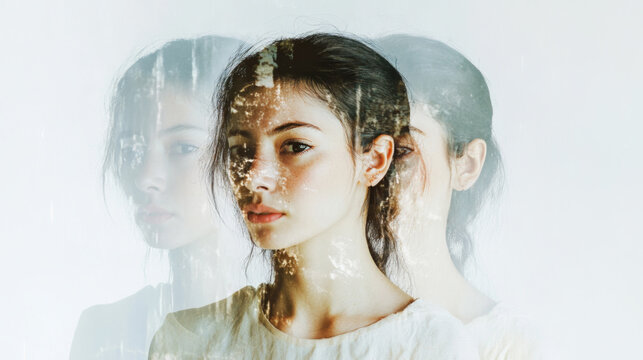 Conceptual Portrait of a Woman with a Fragmented Identity