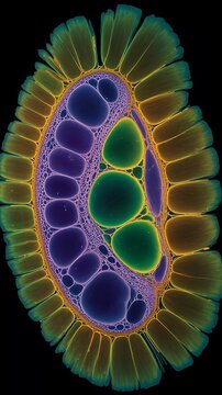 Microscopic view of a plant cell, scientific microscopic photograph