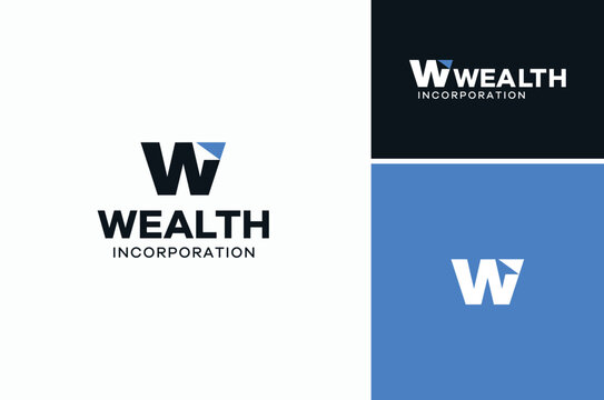 Initial Letter W with Pennant Flag as Letter I Monogram WI IW Simple Logo Design