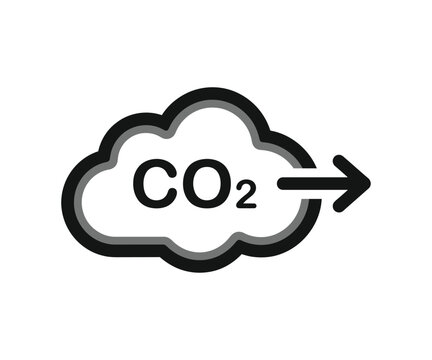 CO2 carbon dioxide emission cloud arrow line art icon