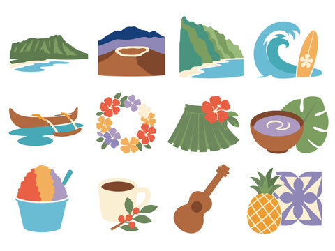 ハワイ旅行 イラスト セット