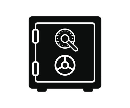 Bank safe deposit box vault solid black icon