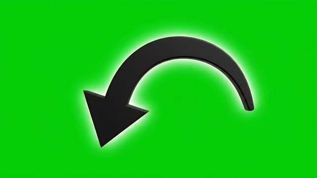 Black arrow curves downward with glowing green background