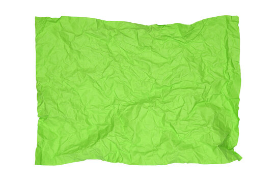 crumpled salad green paper sheet isolated on white background