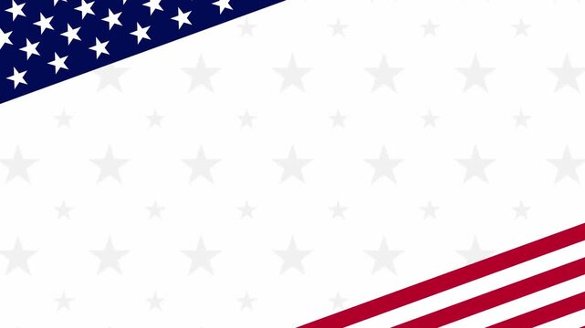American Flag Corner Frame on White Background for USA Holidays