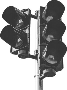 Large halftone traffic lights with a transparent background