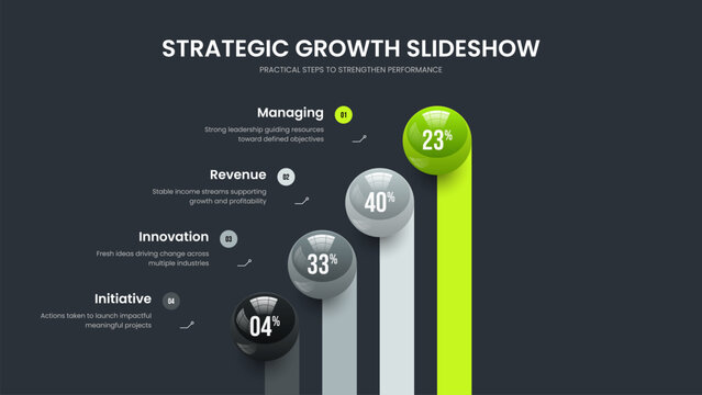 Business Forecast Slide Layout Vector Illustration. Company Portfolio Four Option Diagram Slideshow Template. Consulting Campaign 4 Step Graph Frame Design.