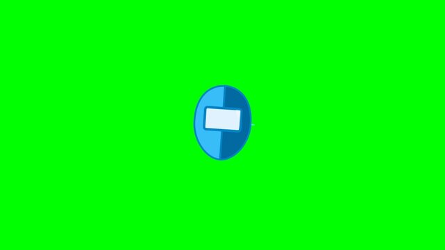 Blue Welding Helmet Icon Animation on Green Screen Background.
