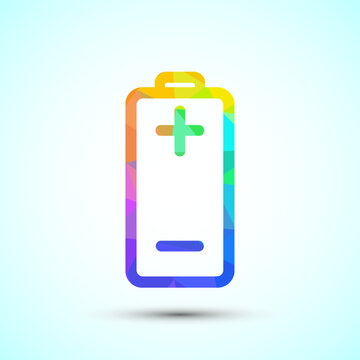 Low poly colorful battery icon representing power and energy efficiency concept art.