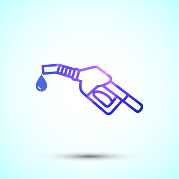 Low poly illustration of a blue fuel nozzle with a drop representing gas energy.