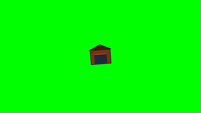 Small Red Barn Animation Isolated on Green Screen Background.