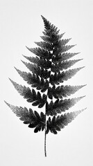 Obraz premium Elegant black fern on textured white background.