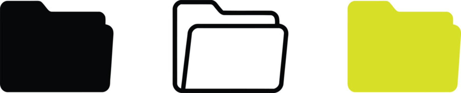 File folder document storage organizer silhouette and outline vector illustration icon.