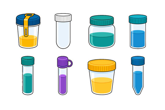 Set of laboratory sample containers and test tubes illustration