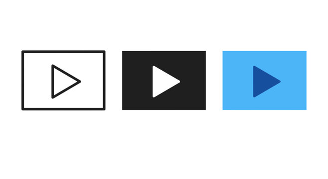 Set of video play button icons