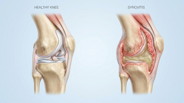 Comparison of Healthy Knee Joint and Inflamed Synovitis Condition
