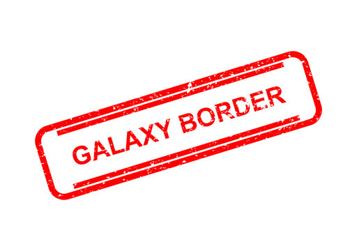Red galaxy border stamp with text label illustration