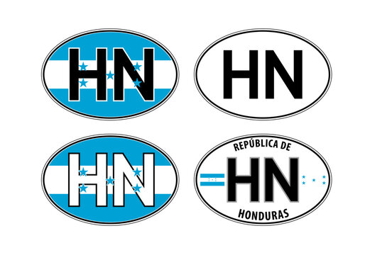 Honduras, oval international vehicle registration code license plate car sticker, vector illustration
