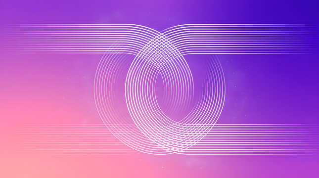 Abstract digital art with intertwined white lines forming a complex pattern on a vibrant pink and purple gradient background.