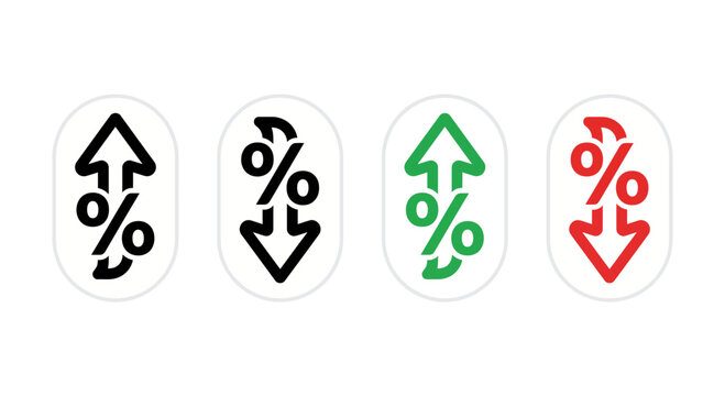 Percentage increase and decrease icons