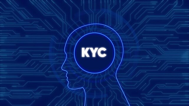 Kyc know your customer digital identity verification concept on cyber circuit board