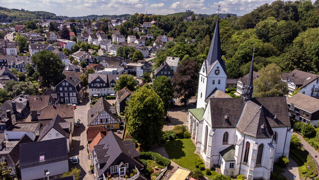 Aerial view of the old town Gummersbach in North Rhine-Westphalia , Germany