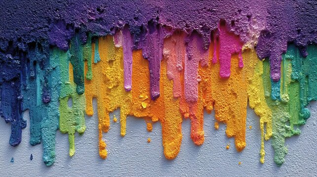 Colorful Dripping Paint Wall Art with Vibrant Hues.