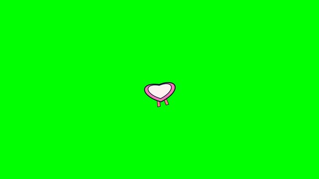 Animated Heart Icon with Green Screen Background for Video Editing.