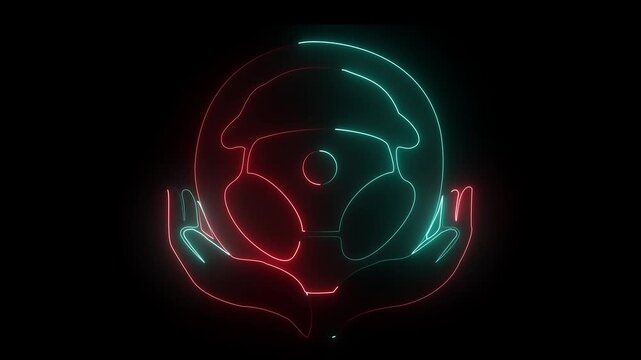 Neon skull crossbones. Glowing danger sign. Digital pirate flag. White line art. Spooky halloween design. Gothic glowing art. Toxic warning symbol. Black background art. Jolly roger video