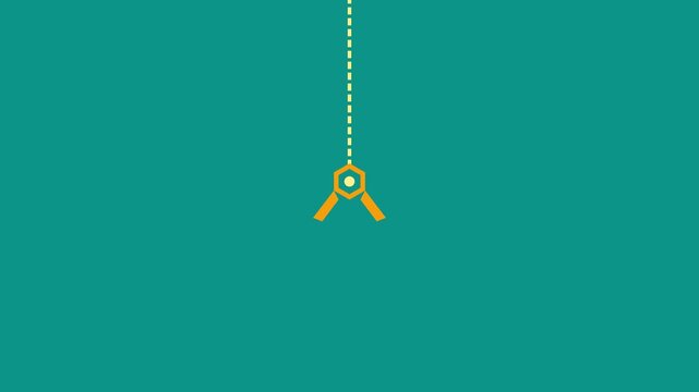 Animated Golden Key Swinging on a Dotted Line Against a Solid Teal Background.