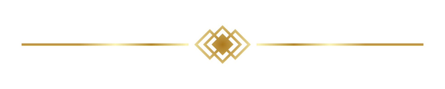 Golden decorative divider with diamond geometric pattern isolated on transparent background