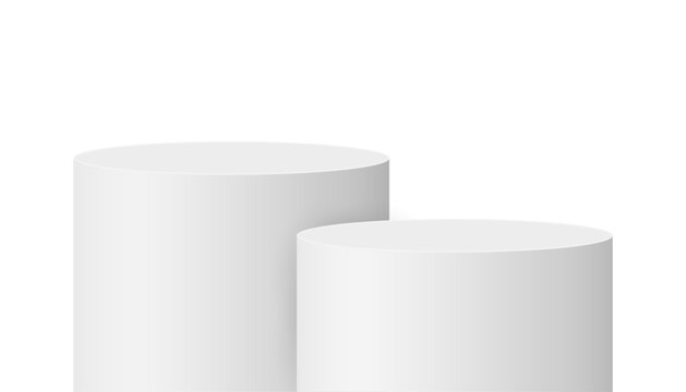 Circle podium, cylindrical pedestal or platform, platform mockup 3d stand stage, column platform pillar, round empty podium template for product presentation, beauty or fashion showcase