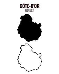 Cote-d'Or map vector illustration set, French department silhouette and outline map © Clment
