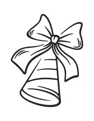 Naklejka premium Bell Ornament With Ribbon Line Art