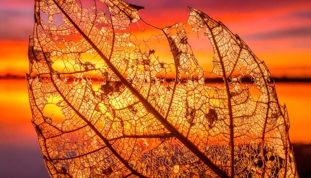 Decay and Sunset Intricate Leaf Warm Evening Light