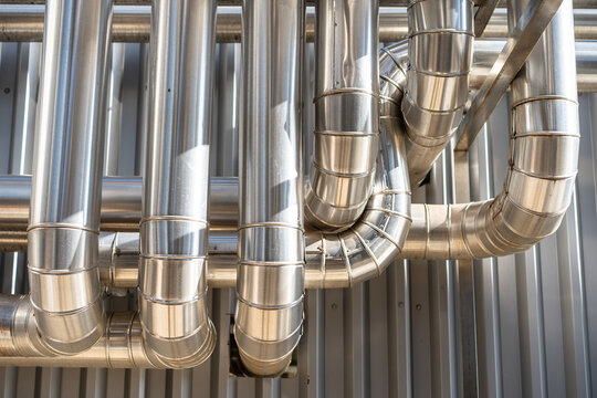 Metal pipes in a factory