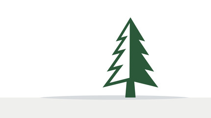 Fototapeta premium Pine tree illustration features a minimalist design with a split green color tone and a clean background.